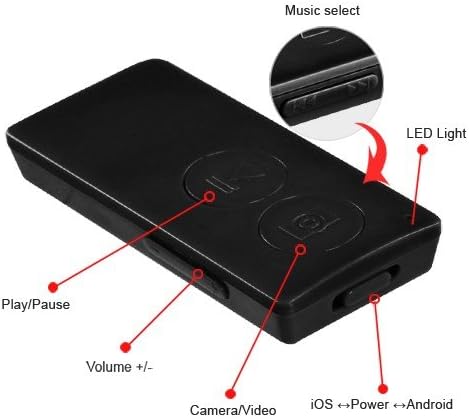 iTeck Wireless Bluetooth Remote Control Shoot Self Camera/Music /Video Player for most Smartphones and Tablets (Black)