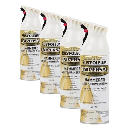 Image of Rust-Oleum 267298 Universal All Surface Hammered Spray Paint, 12 oz, White (Pack of 4)