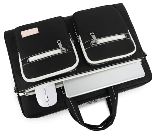 DACHEE 15-15.6 inch Laptop Shoulder Bag, for MacBook Pro 16, Hp Lenovo Dell 14 inch Waterproof Messenger Bag Case Sleeve (NEW BlackBag, 15 inch/15.6 inch)…