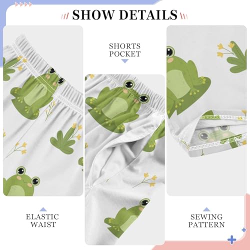 Boys' Pants Funny Green Frog Leaves Long Bottoms Jogger Pants Elastic Waist Trousers with Pockets S-XL4