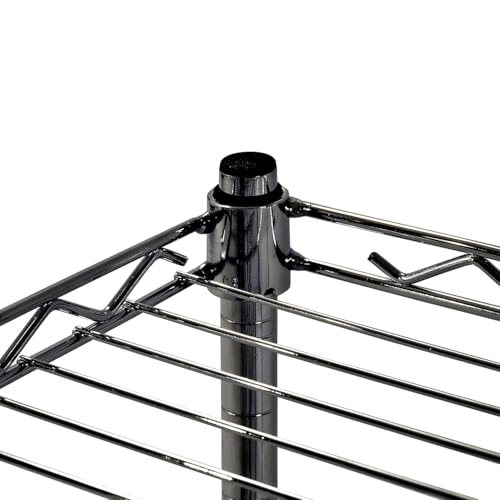 Image of Premium Heavy-Duty 3-Tier Black Metal Wire Storage Rack Shelf Organizer | Adjustable Multipurpose Freestanding Shelving Unit for Home, Office, Kitchen | Size 10 inch D x 18 inch W x 18 inch H Inch