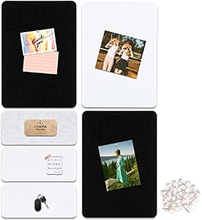 Uoisaiko Felt Pin Board for Office Home, 6 Pack Self Adhesive Notice Board with 25 Pins, DIY Decorative Board Tiles for Memos Photos Display, 34cm x 24cm