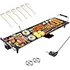 SIMOE 36 Inch Electric Griddle Teppanyaki Grill BBQ Smokeless Grills 2000W Barbecue Griddles Table Top with Nonstick Surfaces Adjustable 5 Temperature Setting IndoorOutdoor Grill BLACK