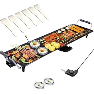 SIMOE 36 inch Electric Griddle Teppanyaki Grill, BBQ Smokeless Grills, 2000W Barbecue Griddles Table Top with Nonstick Surfaces and Adjustable 5 Temperature Setting, Indoor/Outdoor Grill
