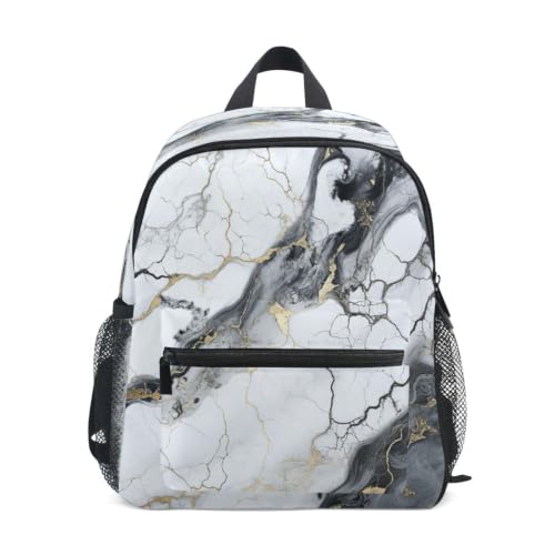 Cartable pour garçons filles motif marbre noir blanc sac enfant préscolaire