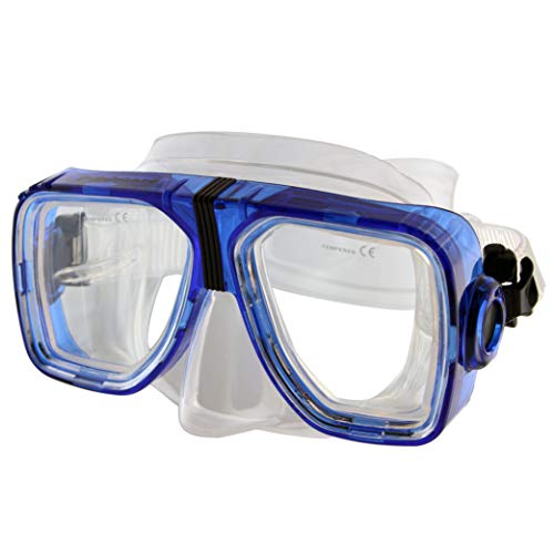 Promate Different Optical Corrective Lens on Each Side Snorkel Mask, Trans. Blue