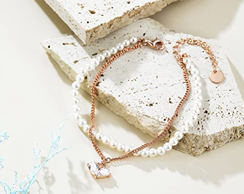 Bracelet perles or 14k chaîne double cœur joaillerie fine - 3