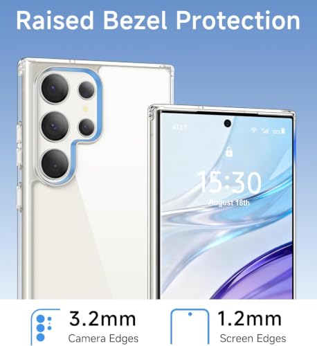 Image of ClearPC Clear Hard PC Case for Samsung Galaxy S23 Ultra, Anti-Yellow Transparent Back Cover, Anti-Scratch, Raised Camera Protection Shockproof Wireless Charging Compatible NonYellowing (Clear)