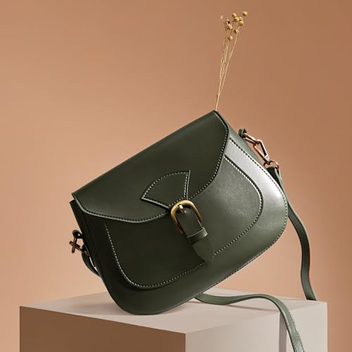 SUNLIGHT LEAVES Vintage Crossbody Saddle Bag For Women Vegan Leather Boho Retro Satchel Simple Handbag Casual Purse2