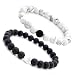EnjoIt Distance Bracelet Black Matte Agate & White Howlite Energy Stone Beads Bracelet Set Couple Jewelry