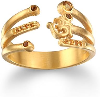 Satya Jewelry Citrine Gold Plate Om Adjustable Ring, Size 7-9