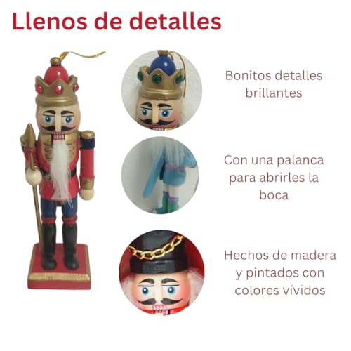Miniatura 4 de Cascanueces Navideños, Pack De 4 - Decoración Y Adornos Para Árbol De Navidad - Decoração De Natal Rojo