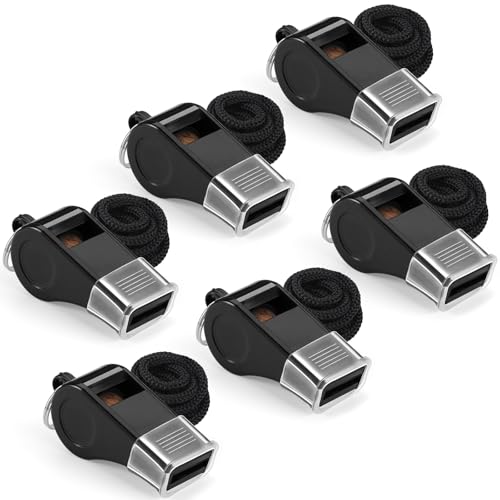 Image of SPORTIC Whistle，3 Pack Durable Plastic Whistles with Lanyards - Loud Crisp Sound for Coaches, Referees, Training, Emergencies, and Outdoor Activities