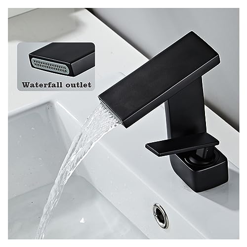 Robinet cascade noir mat avec mitigeur eau chaude et froide pour vasque chic - 6