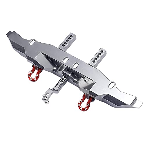 RZXYL Aluminum Rear Bumper with Trailer Hitch for 1/10 Traxxas TRX4 RC Crawler Upgrade Parts (Titanium)
