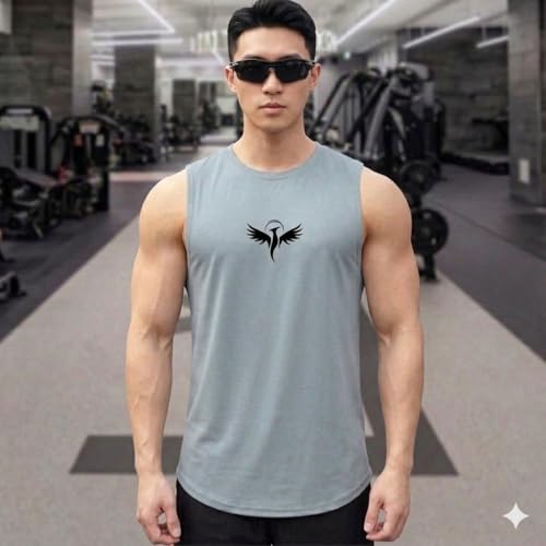 Image of Men's Sandow Sleeveless Vest - Slim Fit Ribbed Cotton Blend Tank Top - Lightweight Crew Neck Gym Workout Undershirt for Summer