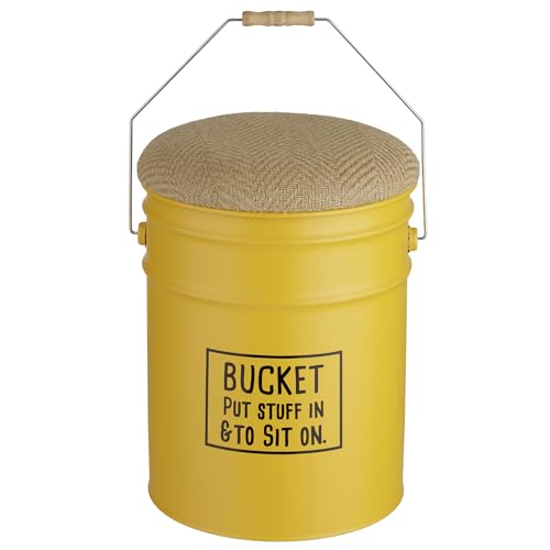 Baroni Home Puf contenedor de metal amarillo