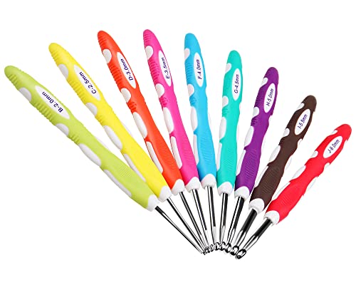 Coopay Crochet Hooks Colorful Crochet Hook Set, Comforty & Easy Use, Crochet Needles for Crocheting Yarn, Crochet Hook Ergonomic Grip for Beginners & Experienced Crocheter