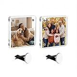 2 Stück Auto Lüftung Bilderrahmen, Auto Fotohalter für die Lüftungsöffnung des Armaturenbretts, Magnetischer Bilderrahmenclip Horizontal Vertikal Display für Familie, Paar, Haustier Fotos (6×6 cm)