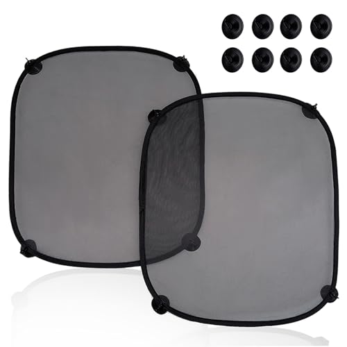 2 Pièces Pare Solaire Voiture Bébé Protection UV, 44 X 36cm, avec 8 Ventouses, Chaussette Voiture Pare Soleil, Universel Pare Soleil pour Vitres Latérales
