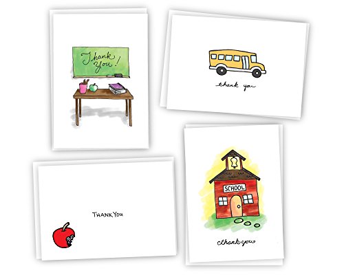 Sugartown Greetings School Thank You Cards - 24 Note Cards & Envelopes with Kraft Sticker Seals