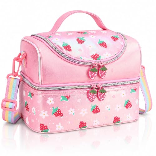 RHCPFOVR Kids Lunch Bag - Double Decker Cooler Insulated Lunch Box for Girls,Washable Lunch Bag and Reusable Toddler Lunchbox for School and Daycare