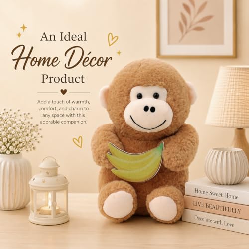 Image of Soft Brown Monkey Plush Toy 30CM | Cute Stuffed Soft Toy for Kids, Babies & Toddlers | Hug-Friendly Stuffed Animal, Soft & Washable Teddy Monkey