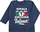 Statement Sprüche Baby - Egal wie Cool Dein Papa meiner ist Italiener - 3/6 Monate - Navy Blau - t-Shirt Baby Italia - BZ11 - Baby Langarmshirt für Jungen und Mädchen