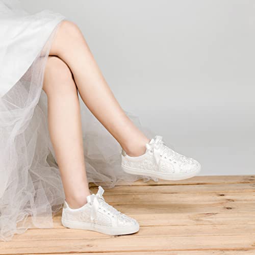 JIAJIA 8833 Wedding Shoes Bridal Sneakers Flats Bride Tennis Shoes Lace Sneakers - Personalized Customization Available3