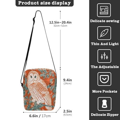 Orange Asthetic Owl messenger bag Crossbody Bags For Women Everyday Purses Adjustable Strap for Shopping work3
