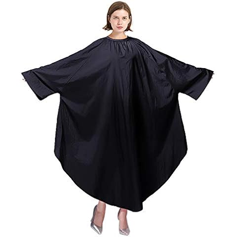 GOGO Barber Cape Salon Robe Gown Coverall With Sleeves for Unisex Hairdressing Lightweight-Black Cover