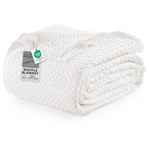 Utopia Bedding Cotton Waffle Blanket 300 GSM (White - 90x108 Inches) Soft Lightweight Breathable Bed Blanket King Size Layering Any Bed for All Season