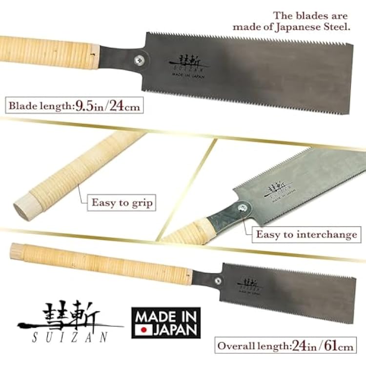 SUIZAN Ryoba Double Edge Saw 9.5 Assembly ver - Professional Japanese Pullsaw Handsaw Woodworking Tools
