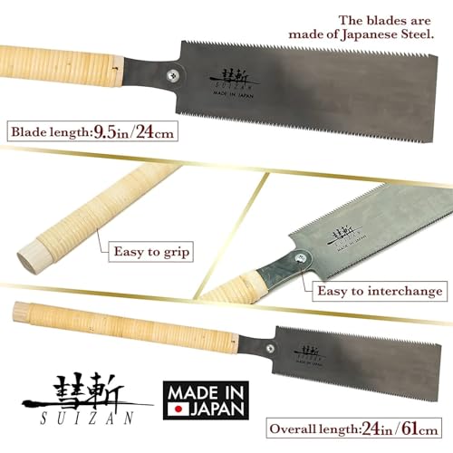 SUIZAN Ryoba Double Edge Saw 9.5" Assembly ver - Professional Japanese Pullsaw Handsaw Woodworking Tools by SUIZAN - Image 2