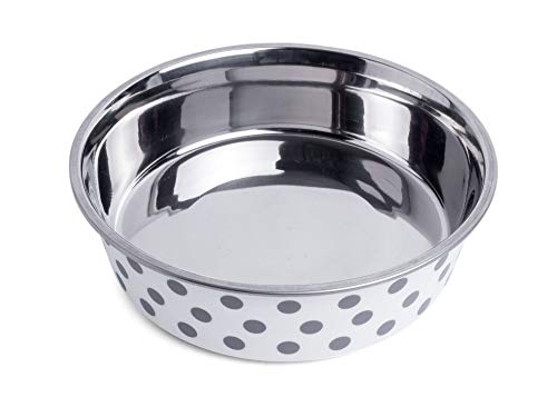 Petface Grey and White Spots Deli Dog Bowl, 14 cm