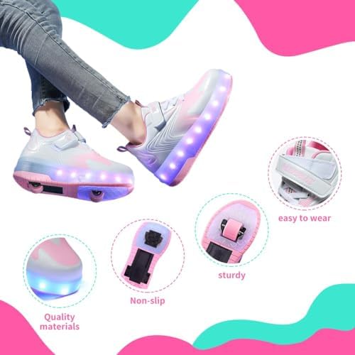 Yogeeft Kids Wheel Shoes with Retractable Wheels, USB Rechargeable LED Light-Up Skate Shoes for Boys Girls Birthday Gift - 5
