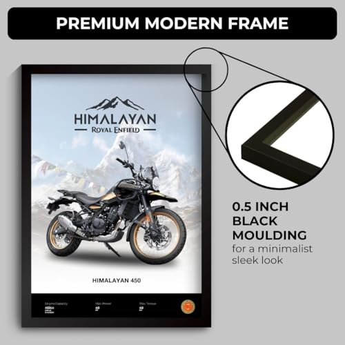 Image of Royal Enfield Himalayan Poster | Framed Poster of RE Himalayan 450 A4 Sized (31 x 23 cm) | Posters for Wall, Gift for Boys, Bullet Frame | Bike Frames | Bike Posters for Wall, Bedroom, Hostel (F 075)