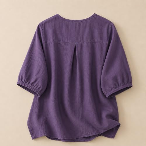 Image of RIEKA Womens Embroidered Korean Style Tunic Top, Floral Thread Work | V Neck | Puff Sleeves | Relaxed Fit Casual | Fusion Rayon Top for Every Day Styling
