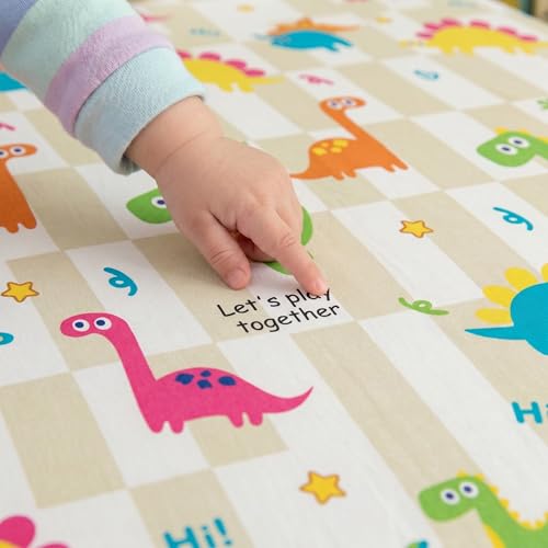 Image of Filymore Kids Double Bedsheet with 2 Pillow Covers - Cartoon Dinosaur Theme, 240 TC Soft Microfiber Bed Sheet for Double Bed (90x90 Inches), Breathable & Skin-Friendly Kids Bedding Set, Green & White