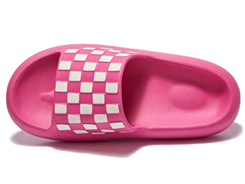 Molodo Unisex Open Toe Non-Slip Fashion Checkerboard Slides - Beach & Bathroom Slippers, Indoor & Outdoor (Black)2
