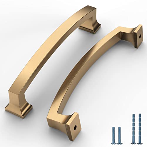 Coinkoly 10 Pack Champagne Bronze Cabinet Pulls 5 Inch(128mm) Hole Center Kitchen Cabinet Handles Drawer Pulls Kitchen Hardware Cupboard Handles Bathroom Solid Dresser Handles