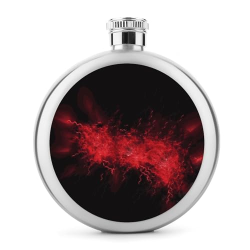 Stainless Steel Wine Bottle Liquor Container Explosion Burst Red Black Print Leak Proof Hip Flask Durable for Camping Hiking Travel Festivals