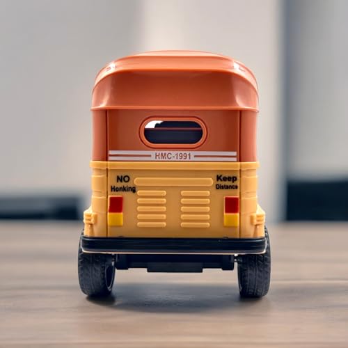 Image of PLUSPOINT Auto Rickshaw Toy,with Pull Back Action City Traffic Vehicles Public Transport Toy with Light and Sound for Aged 3 4 5 6 Boys and Girls,Kids Party Favors Gifts (Jolly Auto), Multicolor