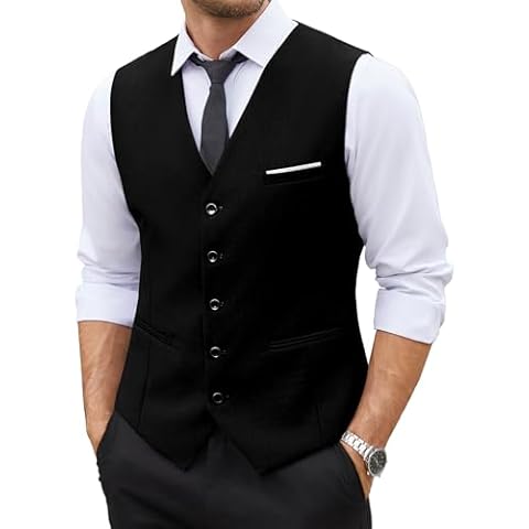 COOFANDY Men's V-Neck Suit Vest Cover
