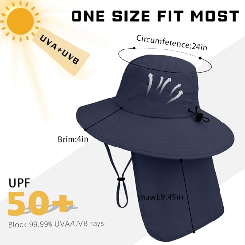 Image of Sun Hats for Men Women, UPF 50+ Protection Fishing Hat with Neck Flap