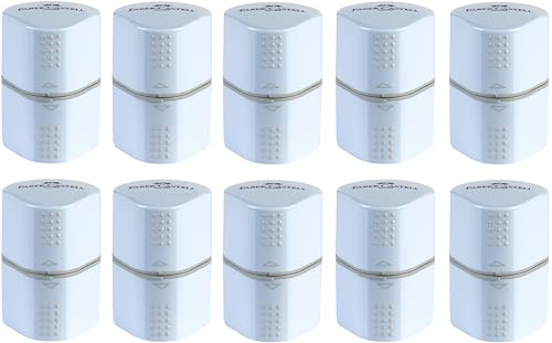 FABER-CASTELL - Dreifachspitzdose Grip 2001, Anspitzer für Durchmesser 8-10 mm mit Behälter (10 Stück, sky blue)