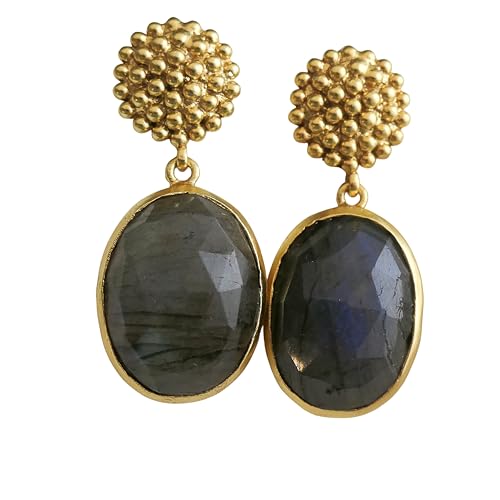Boucles labradorite facettée pour illuminer vos tenues de soirée chic