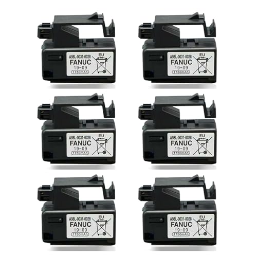 [6 Pack] 3V 1750mAh A98L-0031-0028 Lithium Battery for FANUC A98L-0031-0028, A02B-0309-K102, CNC Machine Controler 3P Plug Style