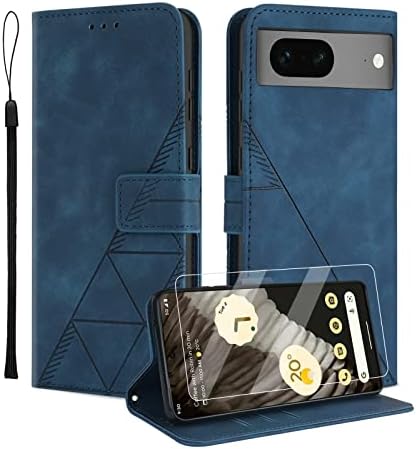 Togestar for Samsung S22 Case, [Vivid Geomatrical Pattern PU Leather] [Wrist Strap] Magnetic Closure Flip Wallet Case Card Slots Kickstand Full Protection Shockproof Case,Green