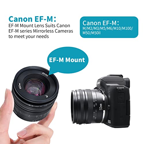 AstrHori 50mm F2.0 Full Frame Large Aperture Manual Focus Prime Lens with Blur Effect&Filter Slot Compatible with Canon EF M Mount Mirrorless Camera M,M2,M3,M5,M6,M10,M100,M50,M50II by AstrHori - Used condition - Image 6